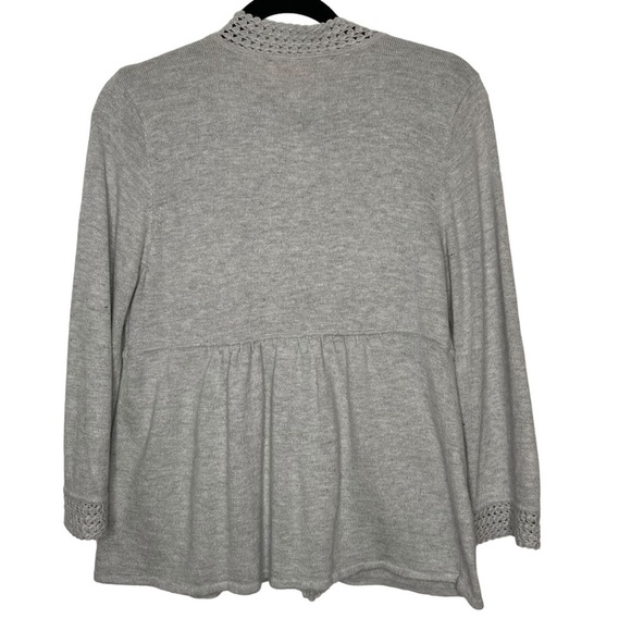 Cynthia Steffe Gray Cardigan Sweater w/Crochet Details Sz S - Picture 2 of 11